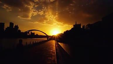 秋日的黄河边黄昏落日视频的预览图